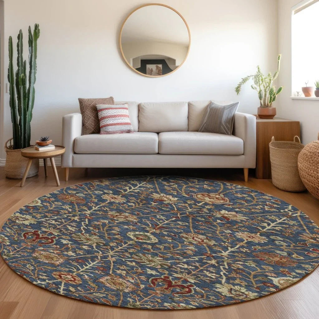 LOOMLAN Rugs Muse Blue Washable Indoor-Outdoor Rug