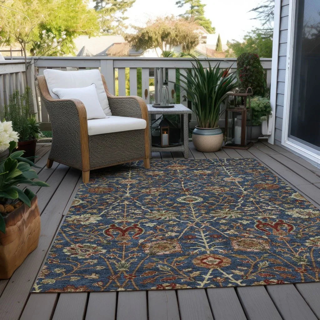 LOOMLAN Rugs Muse Blue Washable Indoor-Outdoor Rug