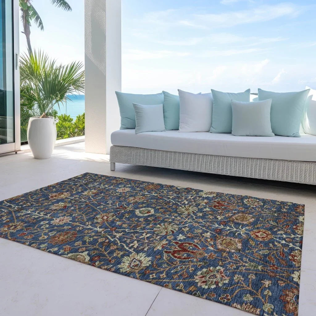 LOOMLAN Rugs Muse Blue Washable Indoor-Outdoor Rug