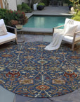 LOOMLAN Rugs Muse Blue Washable Indoor-Outdoor Rug