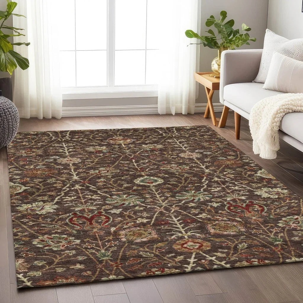 LOOMLAN Rugs Muse Brown Washable Indoor-Outdoor Rug
