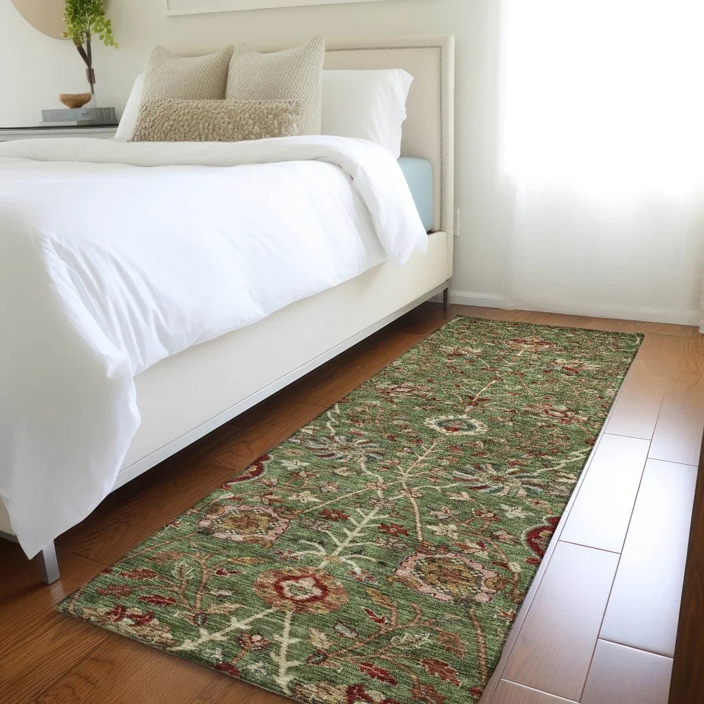 LOOMLAN Rugs Muse Green Washable Indoor-Outdoor Rug