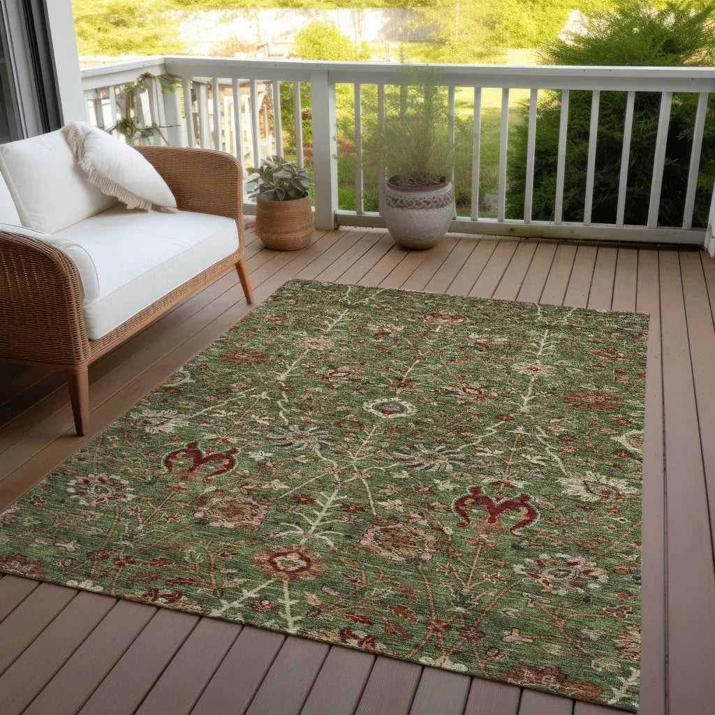 LOOMLAN Rugs Muse Green Washable Indoor-Outdoor Rug