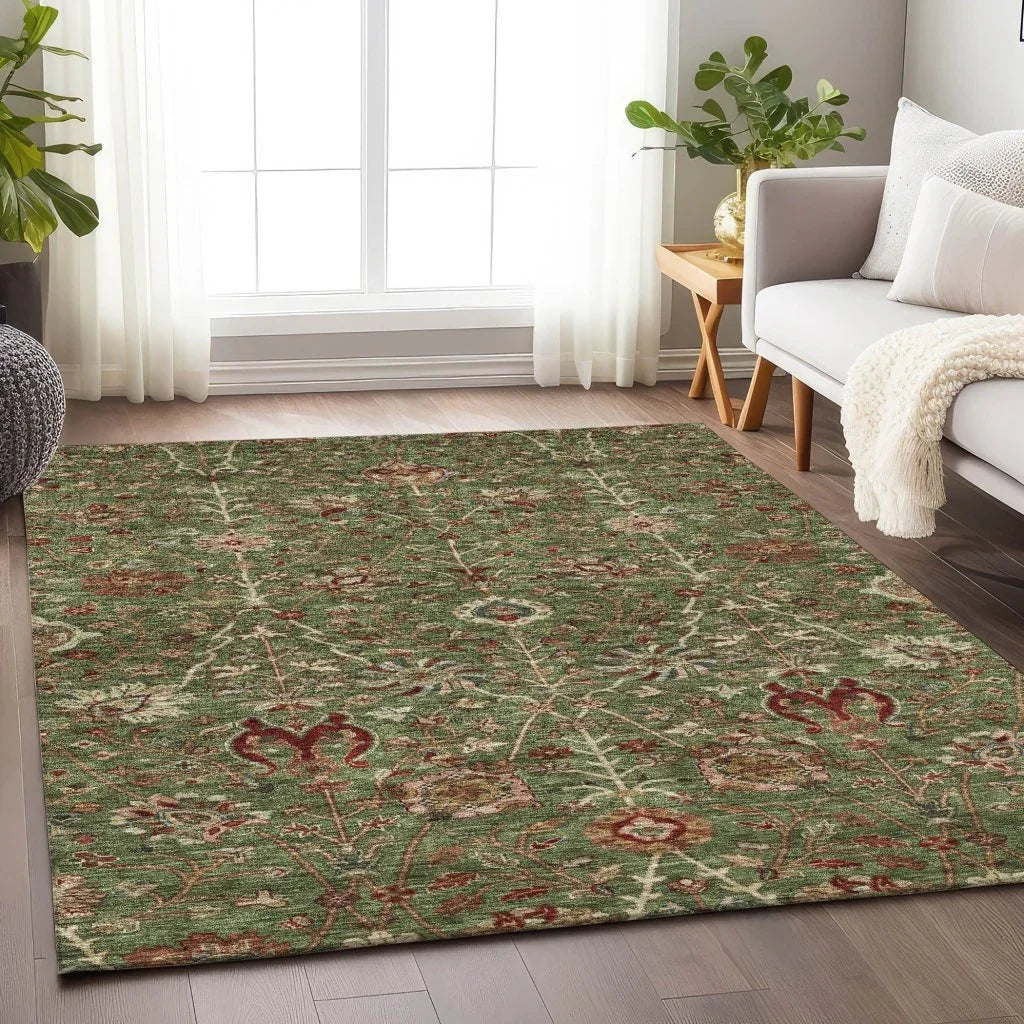 LOOMLAN Rugs Muse Green Washable Indoor-Outdoor Rug