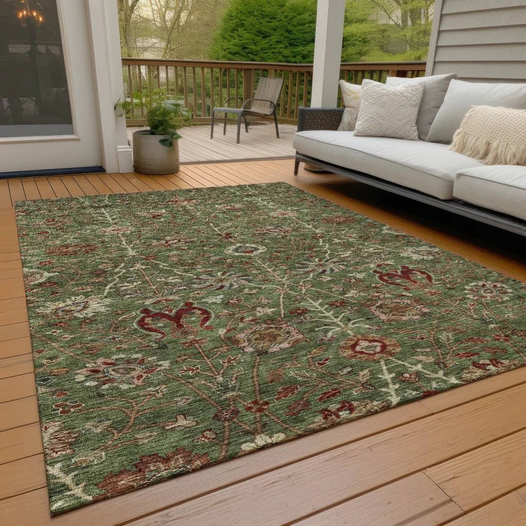 LOOMLAN Rugs Muse Green Washable Indoor-Outdoor Rug
