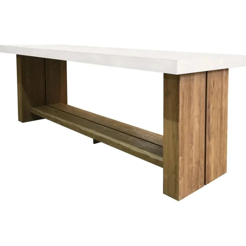 Seasonal Living Mykonos Teak &amp; Concrete White Outdoor Bar Table