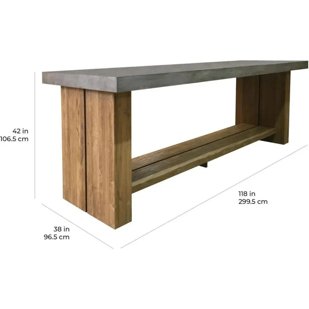 Seasonal Living Mykonos Teak &amp; Concrete White Outdoor Bar Table