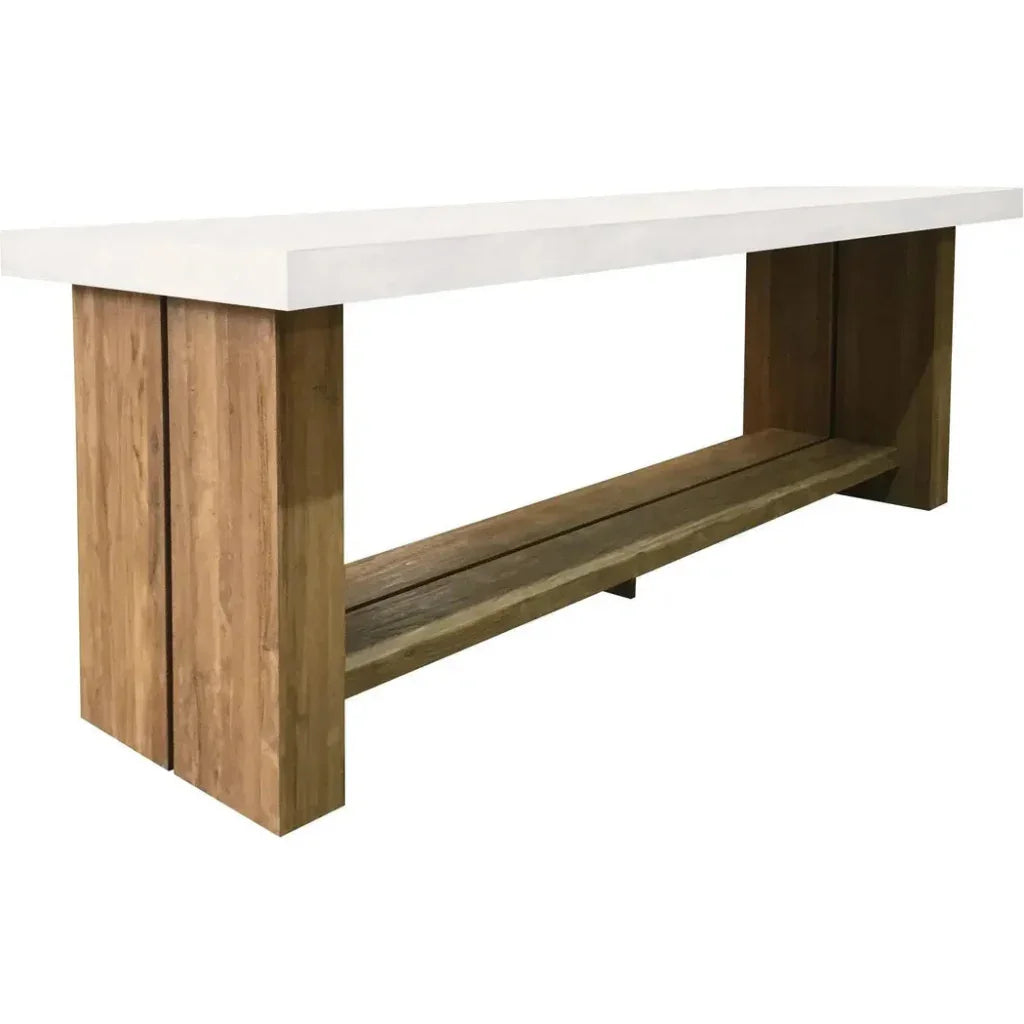 Seasonal Living Mykonos Teak &amp; Concrete White Outdoor Bar Table