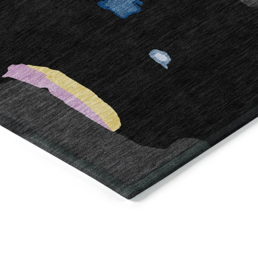LOOMLAN Rugs Mysa Black Washable Indoor-Outdoor Rug