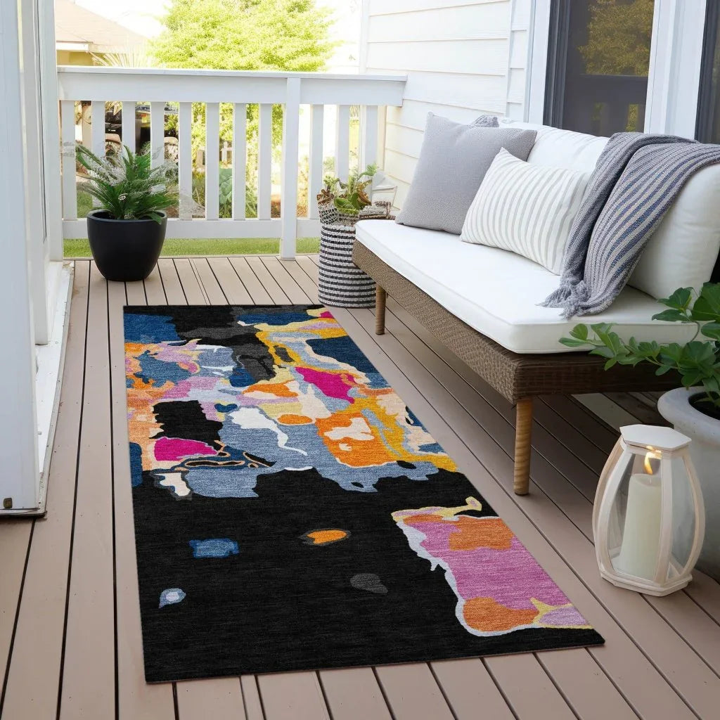 LOOMLAN Rugs Mysa Black Washable Indoor-Outdoor Rug