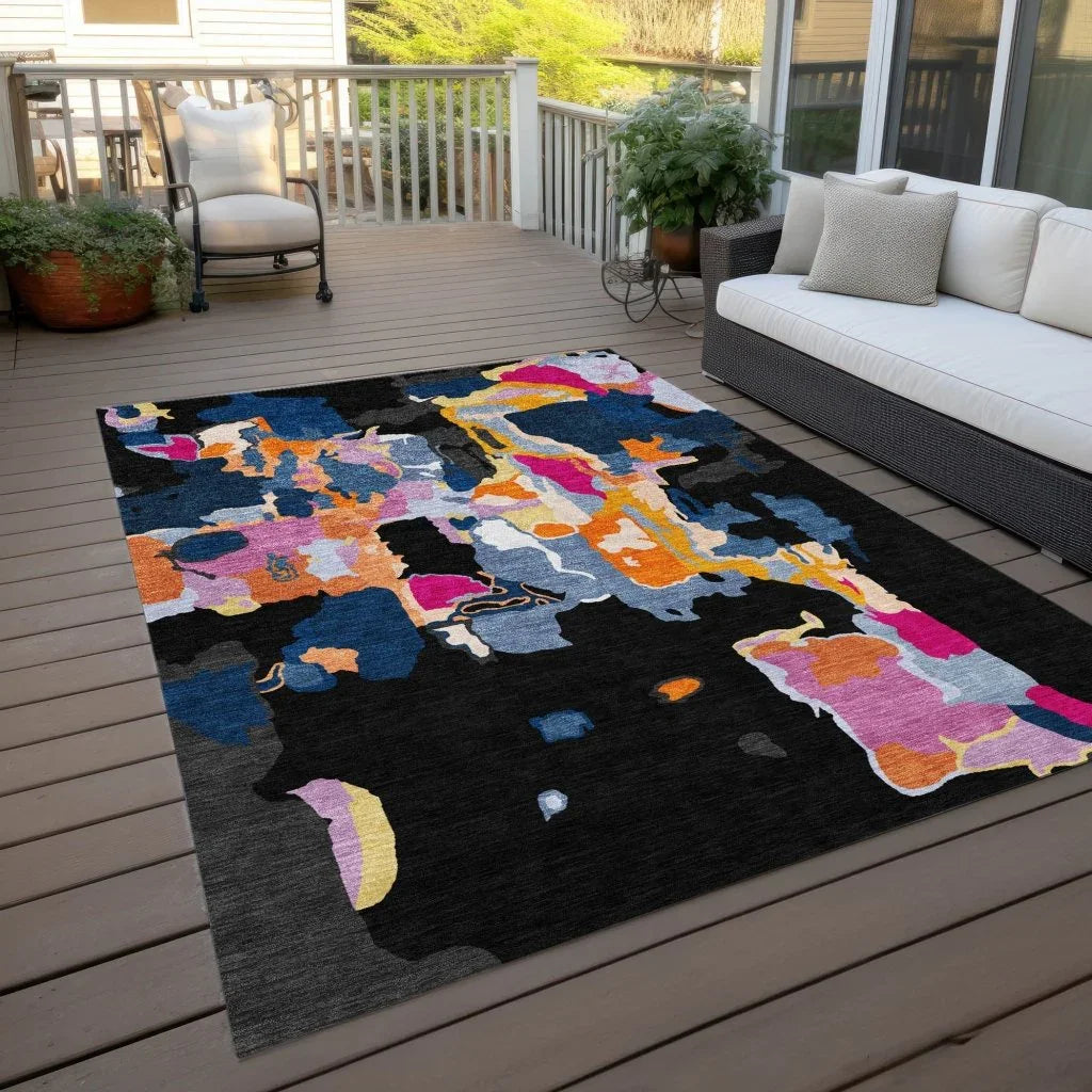 LOOMLAN Rugs Mysa Black Washable Indoor-Outdoor Rug
