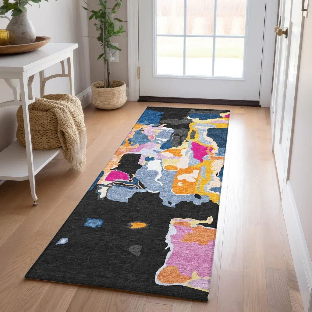 LOOMLAN Rugs Mysa Black Washable Indoor-Outdoor Rug