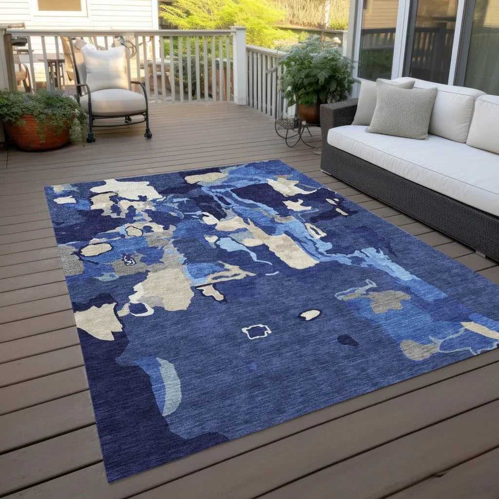 LOOMLAN Rugs Mysa Blue Washable Indoor-Outdoor Rug