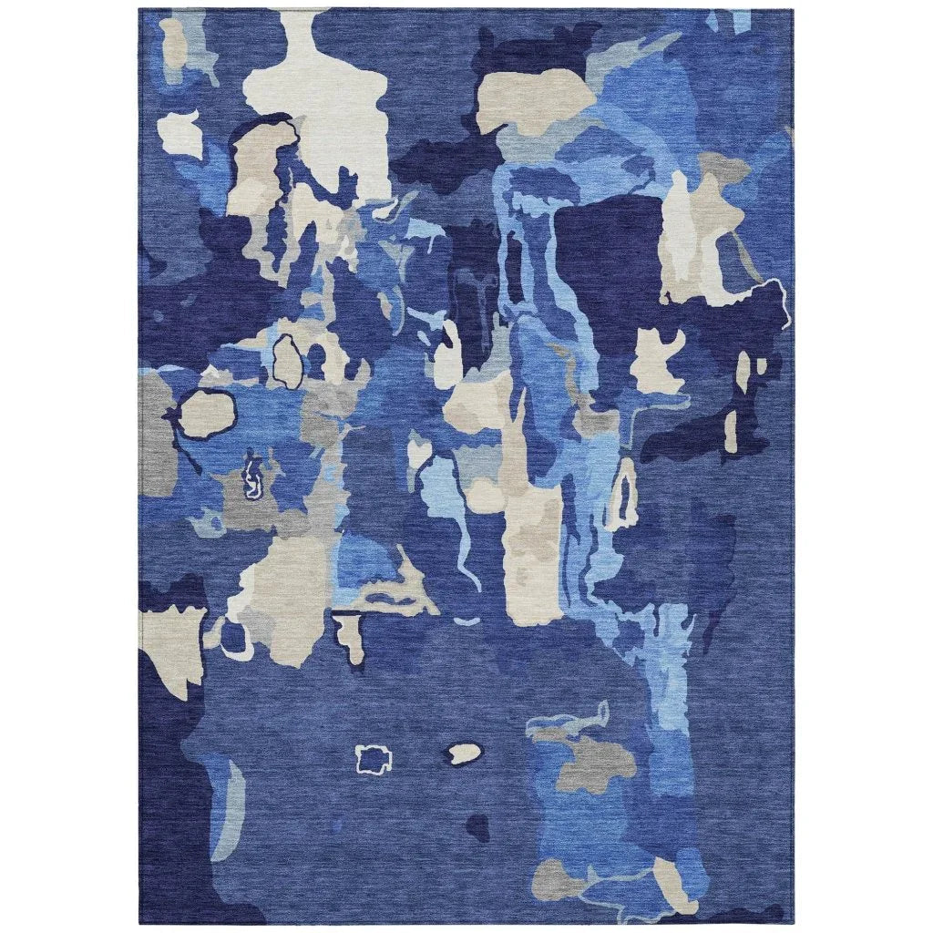 LOOMLAN Rugs Mysa Blue Washable Indoor-Outdoor Rug
