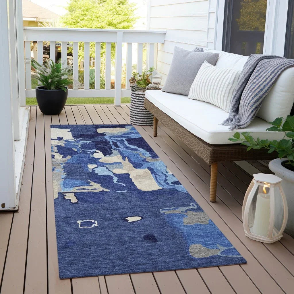 LOOMLAN Rugs Mysa Blue Washable Indoor-Outdoor Rug