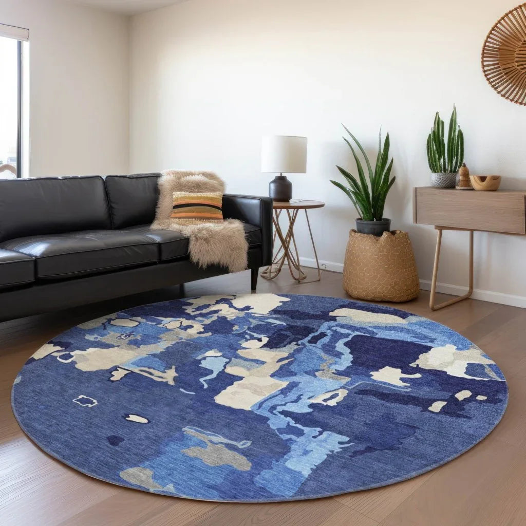 LOOMLAN Rugs Mysa Blue Washable Indoor-Outdoor Rug