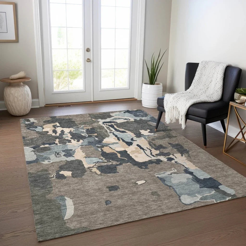 LOOMLAN Rugs Mysa Brown Washable Indoor-Outdoor Rug