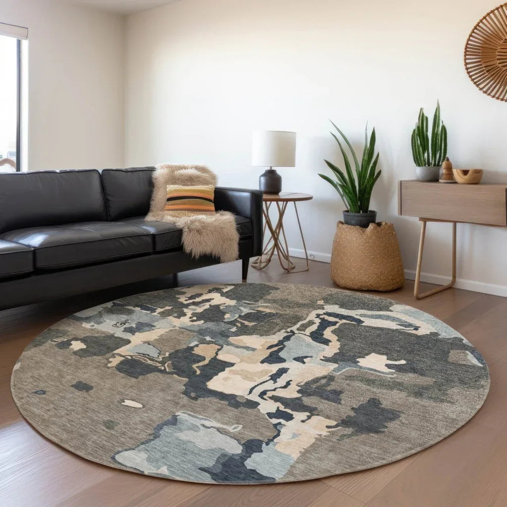 LOOMLAN Rugs Mysa Brown Washable Indoor-Outdoor Rug