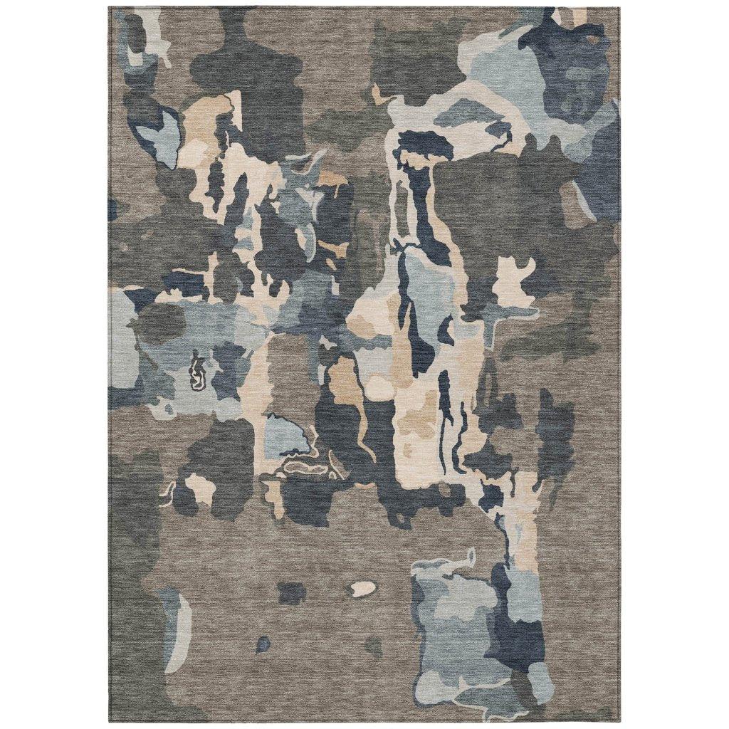 LOOMLAN Rugs Mysa Brown Washable Indoor-Outdoor Rug