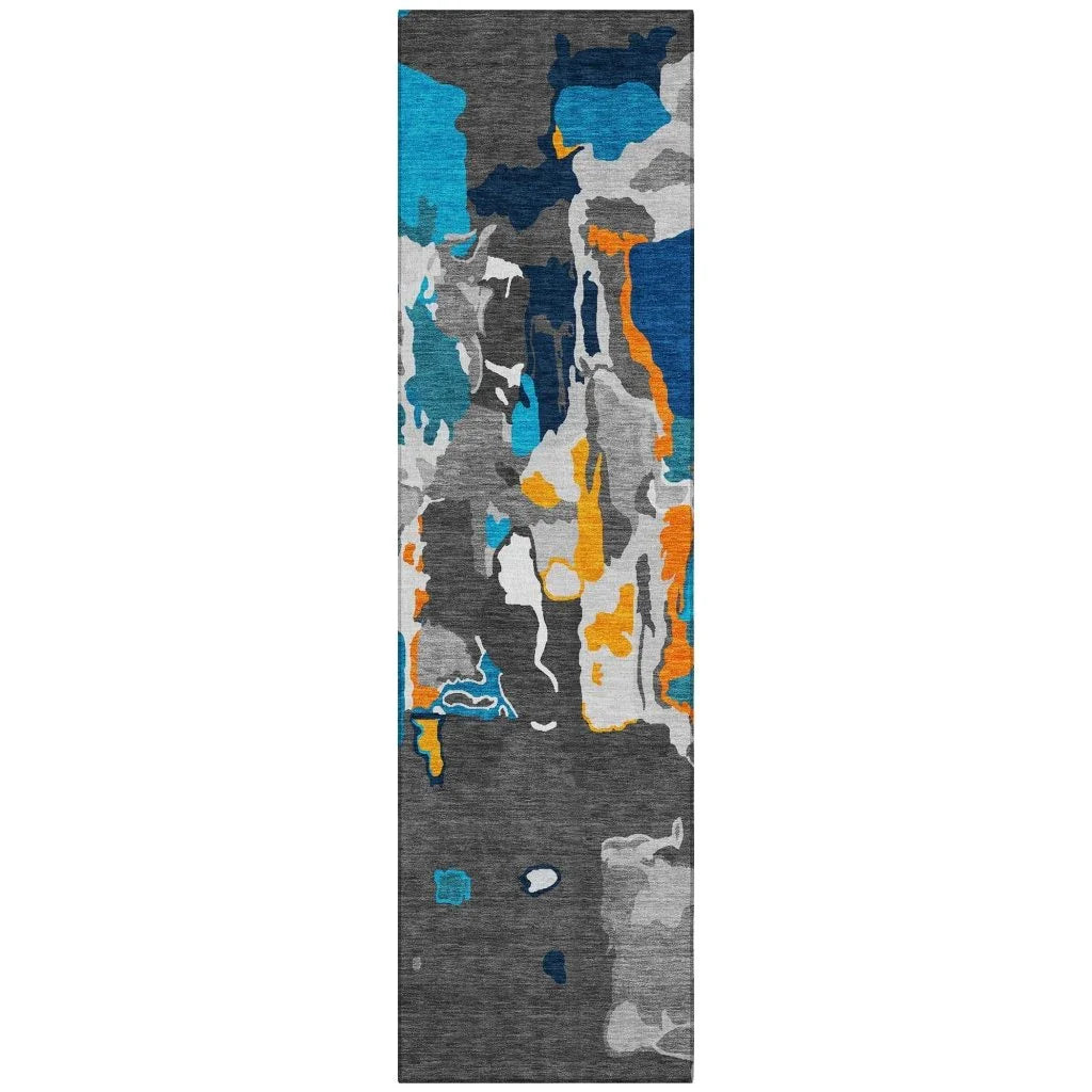 LOOMLAN Rugs Mysa Charcoal Washable Indoor-Outdoor Rug
