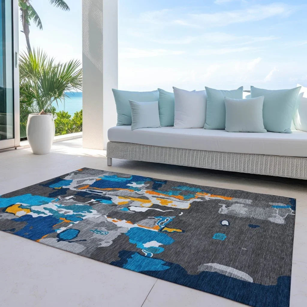 LOOMLAN Rugs Mysa Charcoal Washable Indoor-Outdoor Rug
