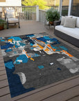 LOOMLAN Rugs Mysa Charcoal Washable Indoor-Outdoor Rug