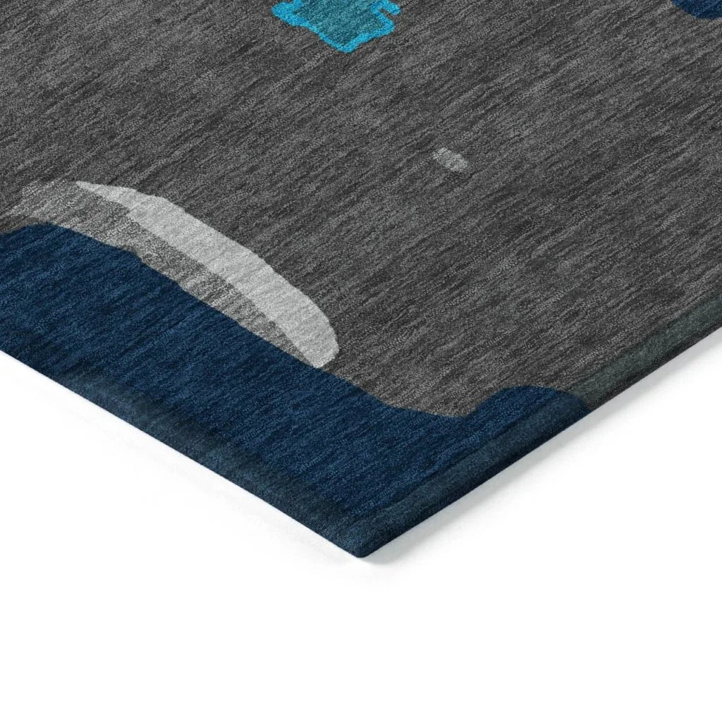 LOOMLAN Rugs Mysa Charcoal Washable Indoor-Outdoor Rug