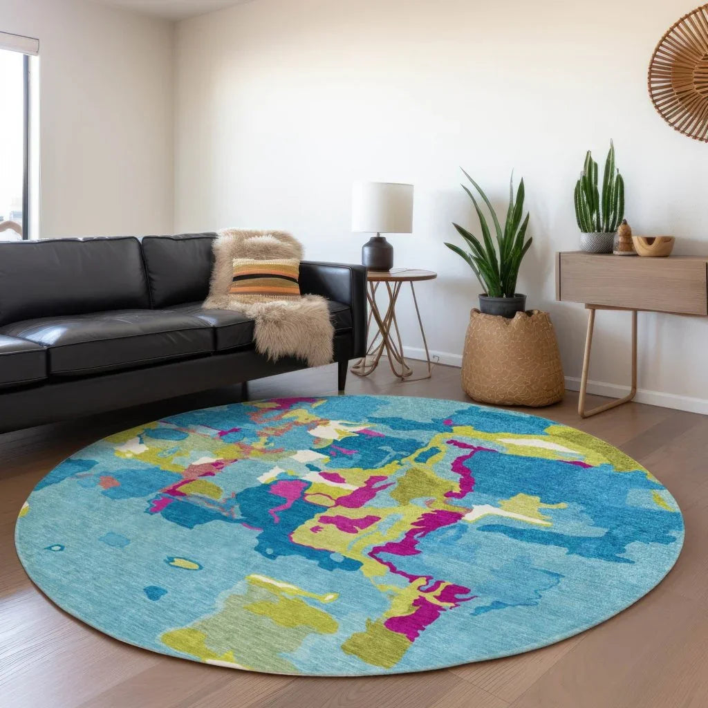 LOOMLAN Rugs Mysa Teal Washable Indoor-Outdoor Rug