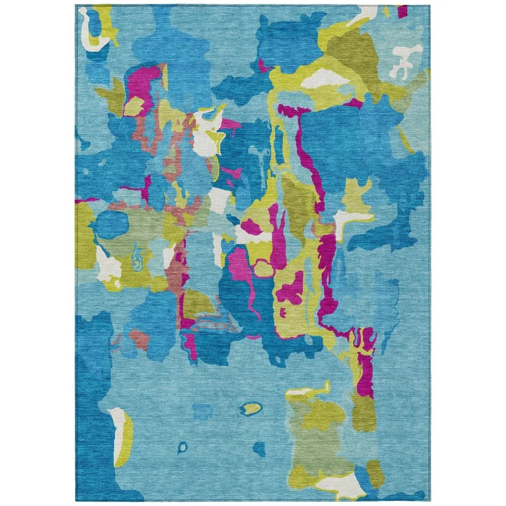 LOOMLAN Rugs Mysa Teal Washable Indoor-Outdoor Rug
