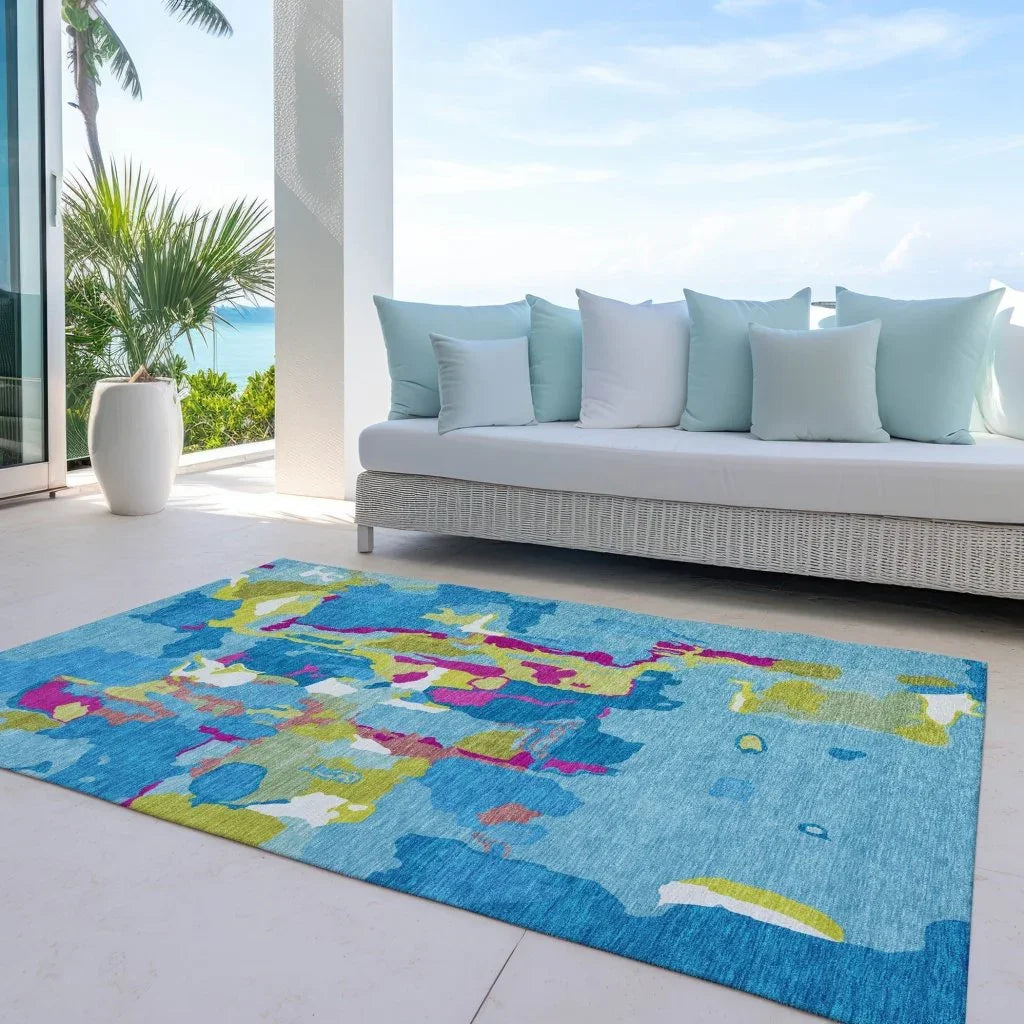 LOOMLAN Rugs Mysa Teal Washable Indoor-Outdoor Rug
