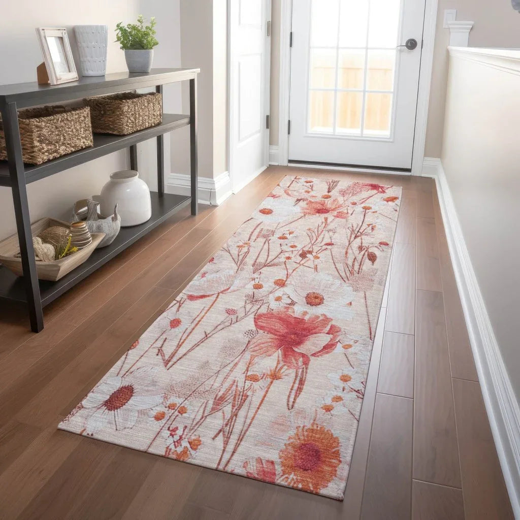 LOOMLAN Rugs Nafeza Orange Washable Indoor-Outdoor Rug