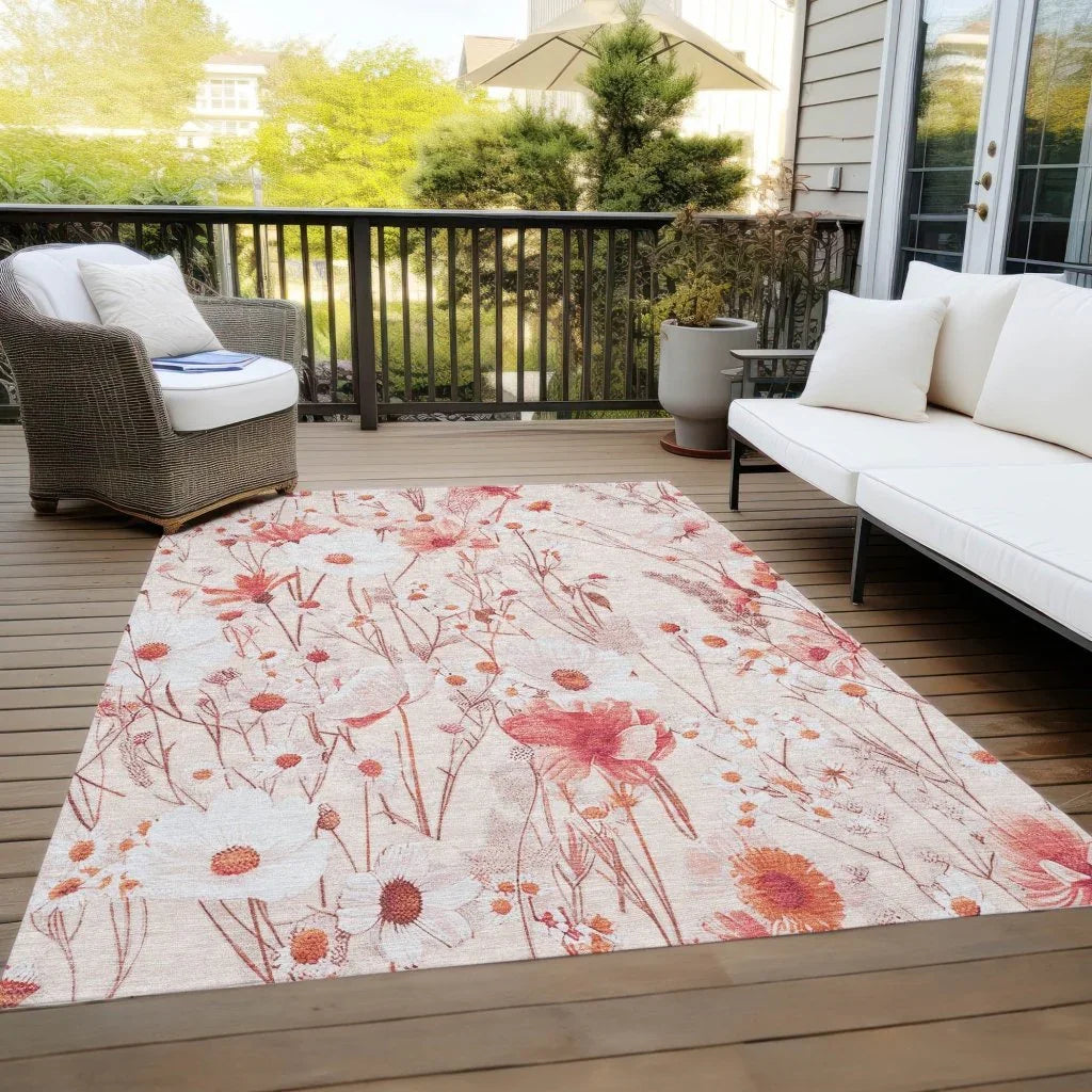LOOMLAN Rugs Nafeza Orange Washable Indoor-Outdoor Rug