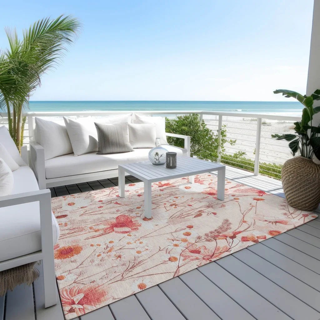 LOOMLAN Rugs Nafeza Orange Washable Indoor-Outdoor Rug