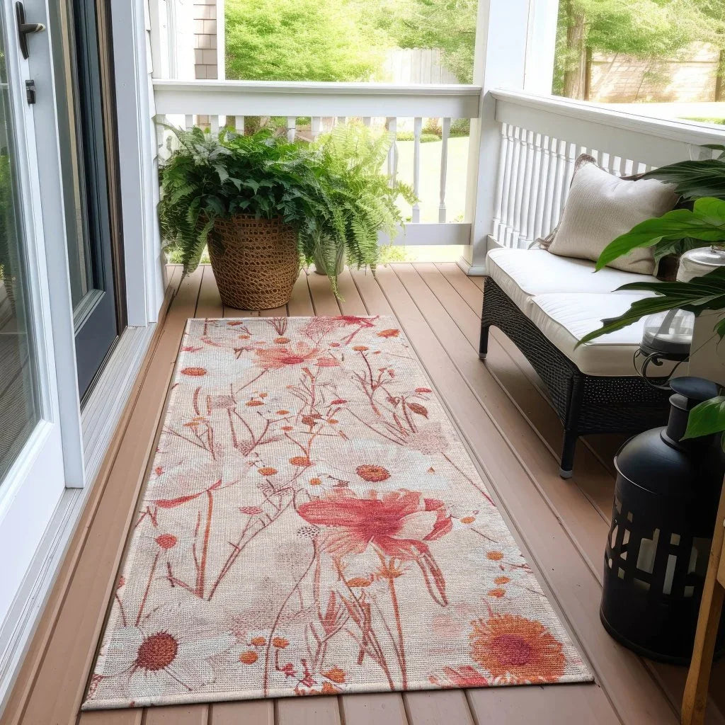 LOOMLAN Rugs Nafeza Orange Washable Indoor-Outdoor Rug