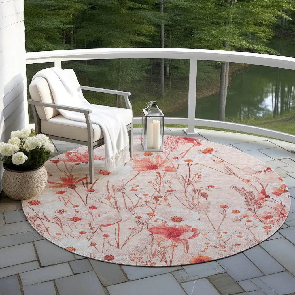 LOOMLAN Rugs Nafeza Orange Washable Indoor-Outdoor Rug