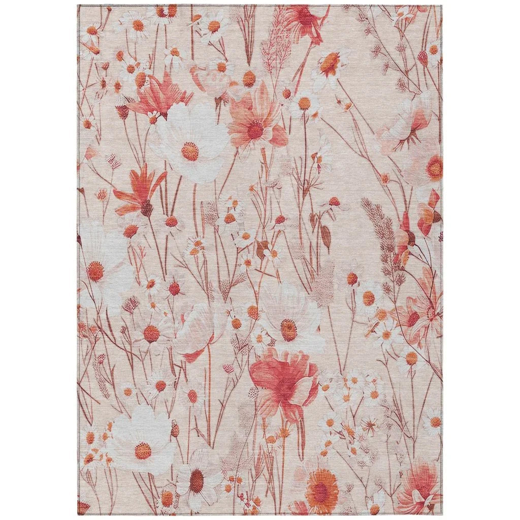 LOOMLAN Rugs Nafeza Orange Washable Indoor-Outdoor Rug