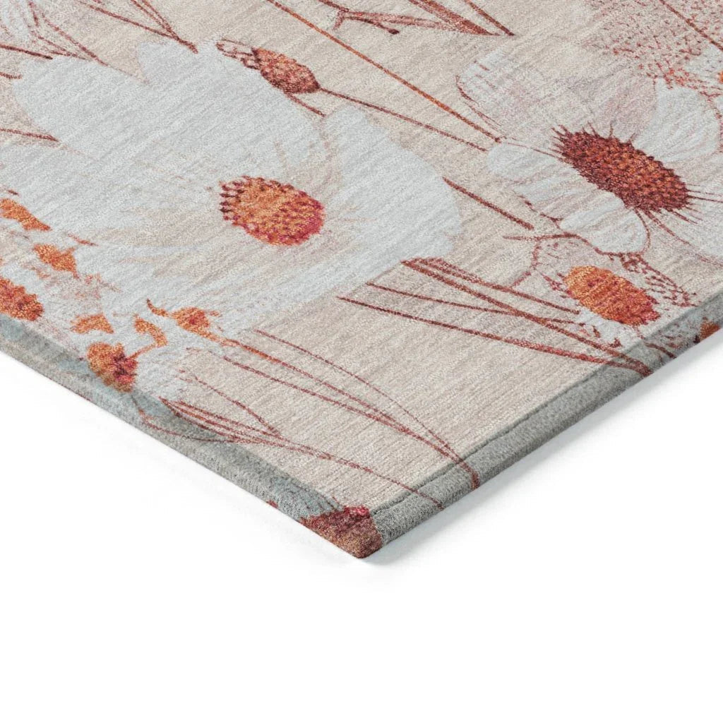 LOOMLAN Rugs Nafeza Orange Washable Indoor-Outdoor Rug