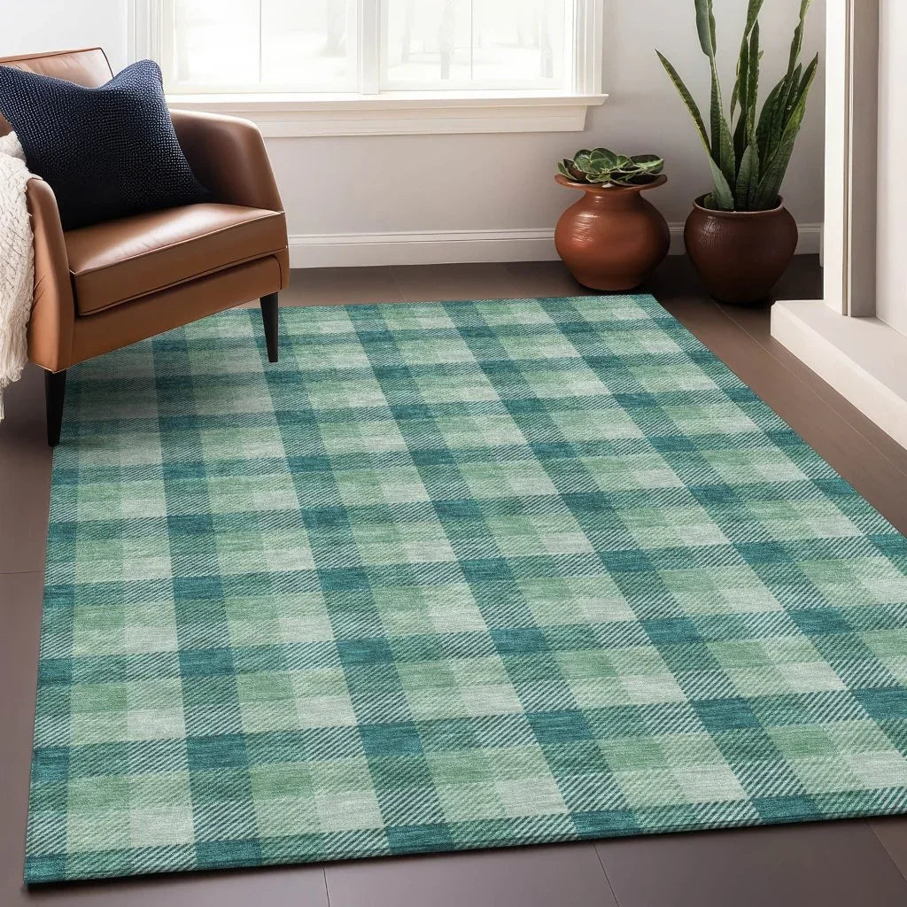 LOOMLAN Rugs Nahlia Blue Washable Indoor-Outdoor Rug