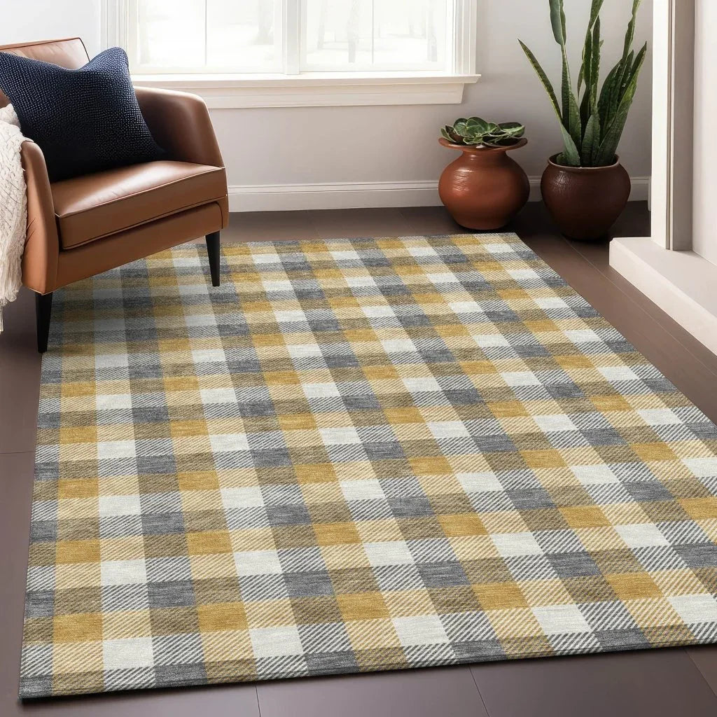 LOOMLAN Rugs Nahlia Gray Washable Indoor-Outdoor Rug
