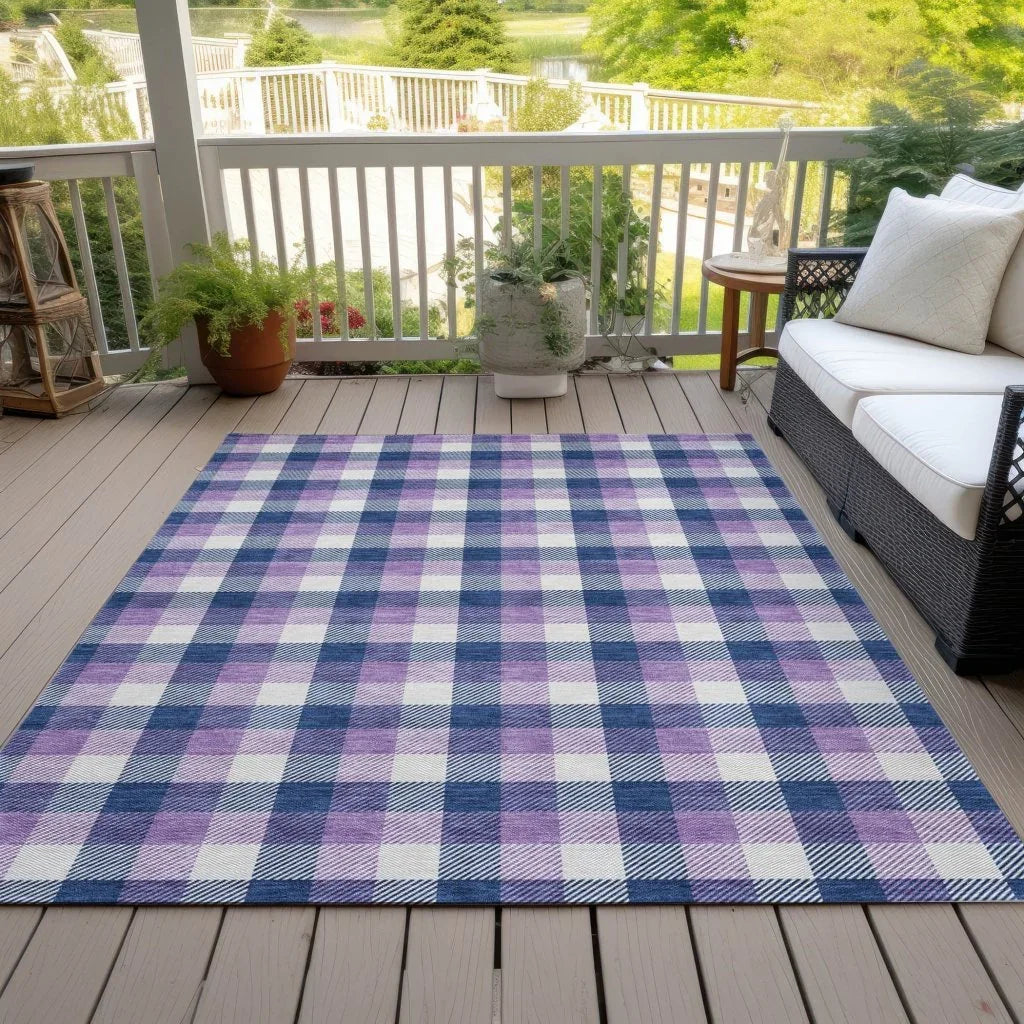 LOOMLAN Rugs Nahlia Navy Washable Indoor-Outdoor Rug