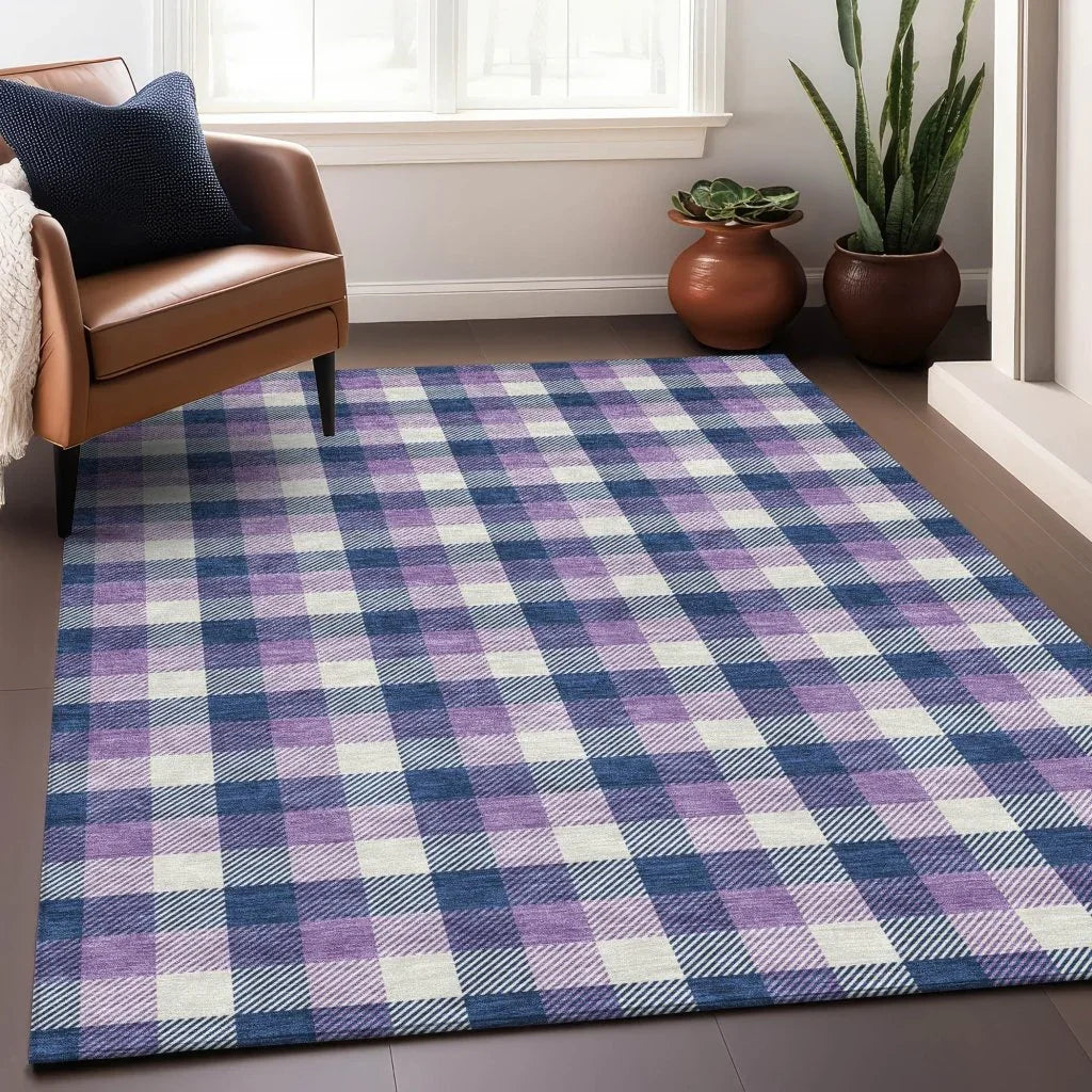 LOOMLAN Rugs Nahlia Navy Washable Indoor-Outdoor Rug