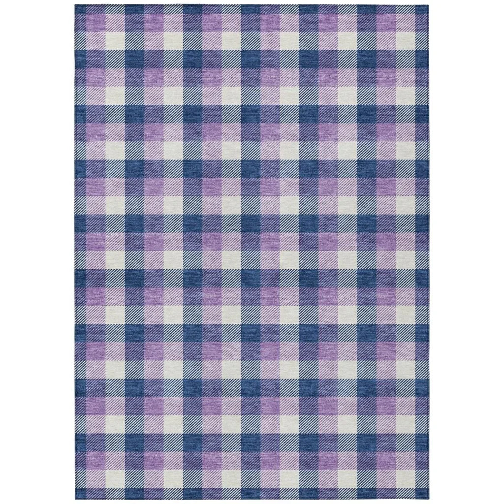 LOOMLAN Rugs Nahlia Navy Washable Indoor-Outdoor Rug