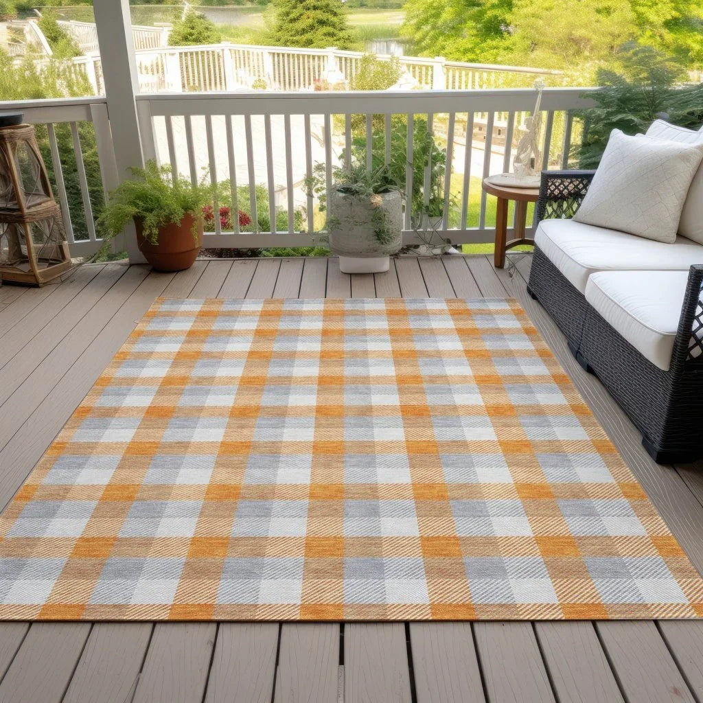 LOOMLAN Rugs Nahlia Orange Washable Indoor-Outdoor Rug