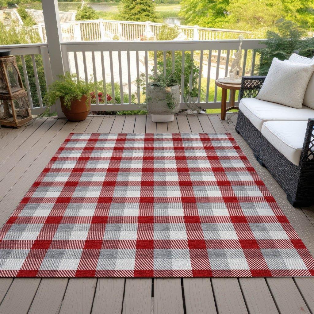 LOOMLAN Rugs Nahlia Red Washable Indoor-Outdoor Rug