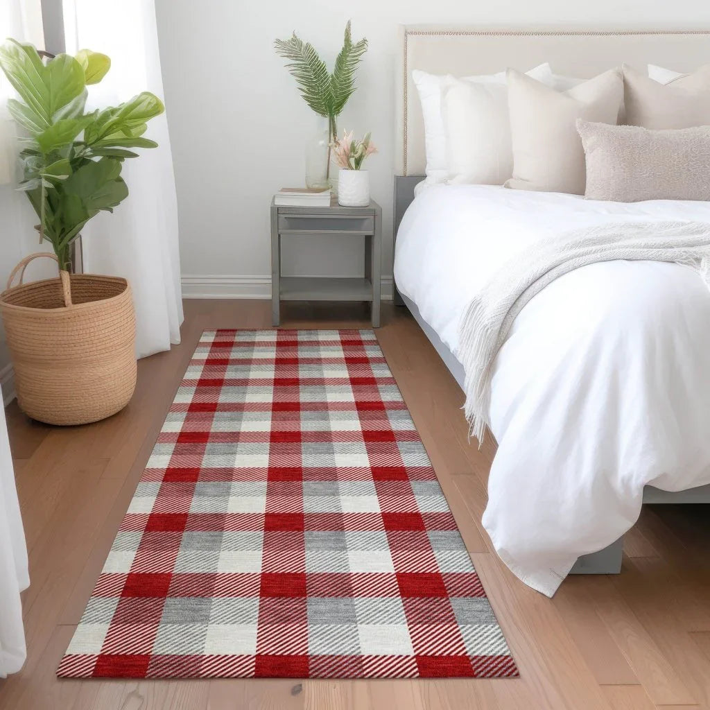 LOOMLAN Rugs Nahlia Red Washable Indoor-Outdoor Rug