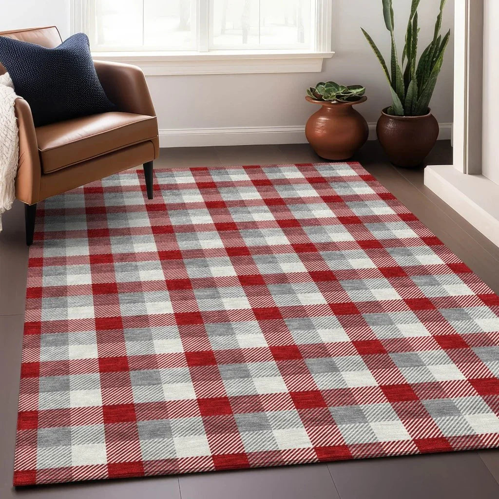 LOOMLAN Rugs Nahlia Red Washable Indoor-Outdoor Rug
