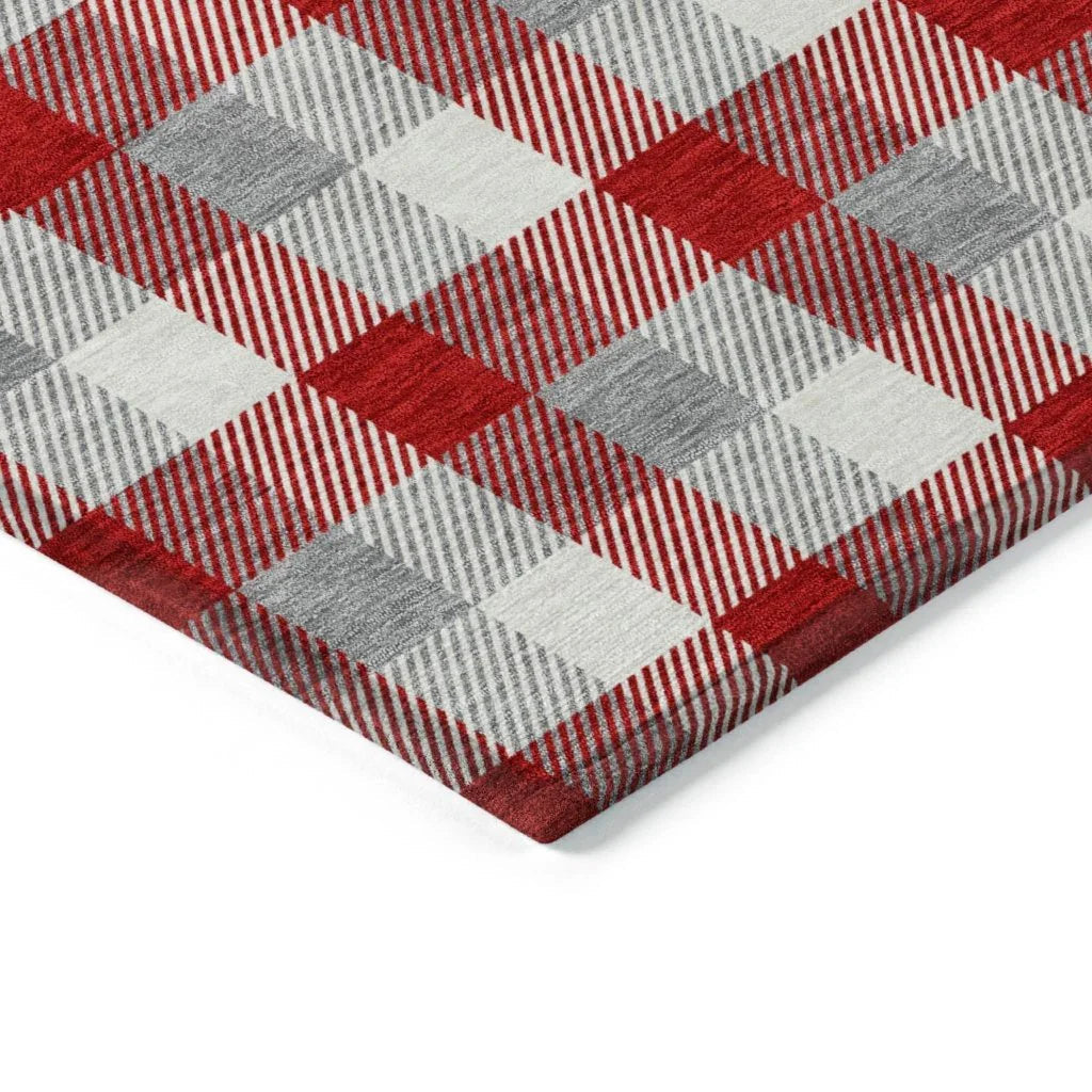 LOOMLAN Rugs Nahlia Red Washable Indoor-Outdoor Rug