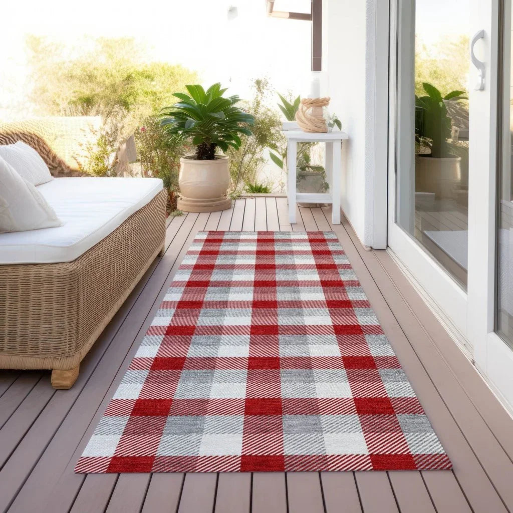 LOOMLAN Rugs Nahlia Red Washable Indoor-Outdoor Rug