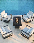 Nature's Wood Rectangle Firepit Table Live Edge - LOOMLAN - Castelle - Outdoor Fire Tables