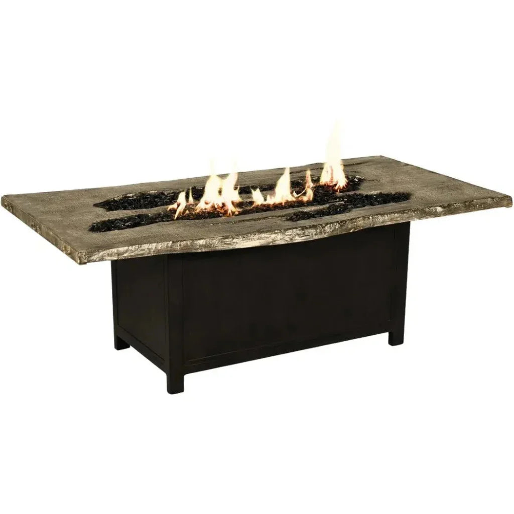 Nature's Wood Rectangle Firepit Table Live Edge - LOOMLAN - Castelle - Outdoor Fire Tables